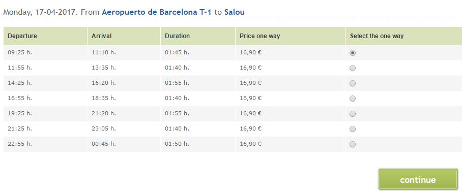 Цены на автобус из Барселоны в Салоу