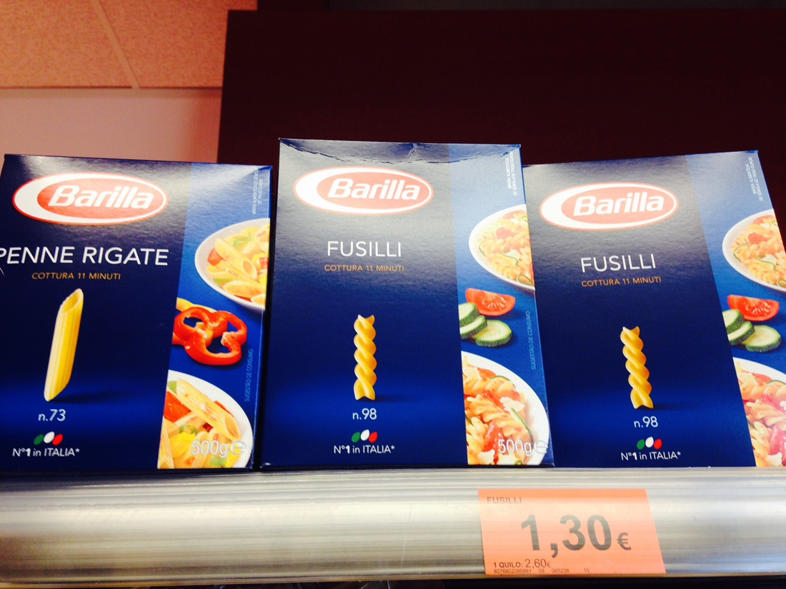 Barilla в магазинах Mercadona в Барселоне