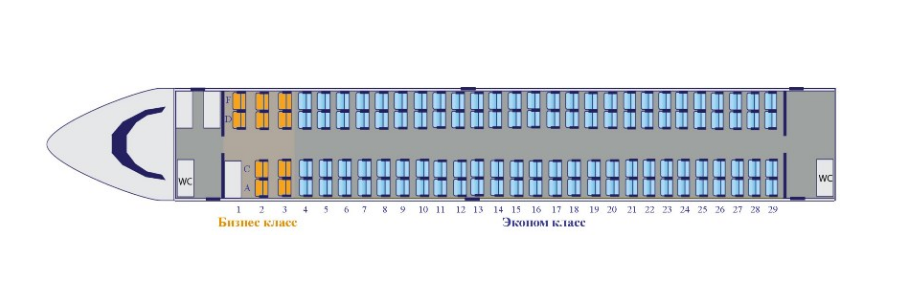 Компоновка салона Embraer-190 Саратовских Авиалиний